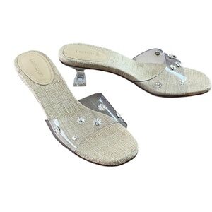 LARROUDÉ Vivi Lucite Mule in Clear Vinyl with Swarovski® Crystals- NWT ****- 6.5